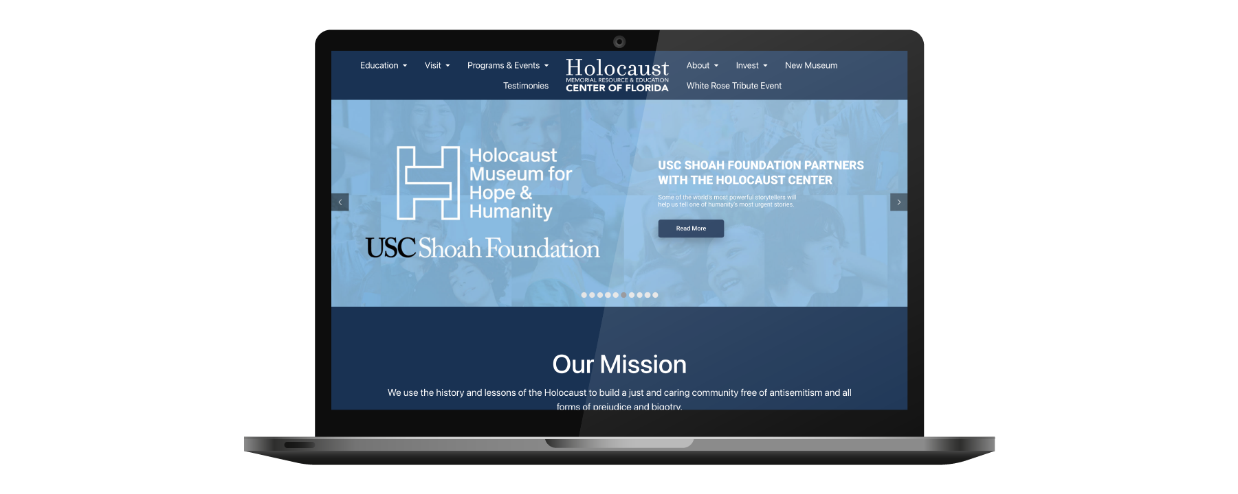 Holocaust Museum and Education Center Website on Laptop