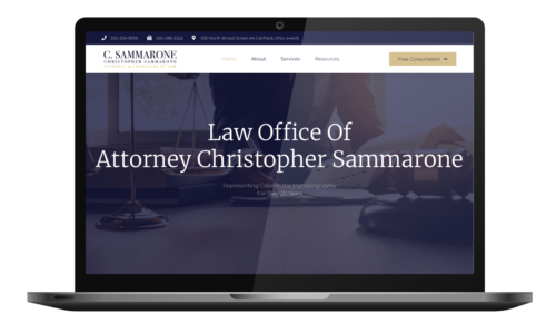 Chris Sammarone Law Office Website on Laptop
