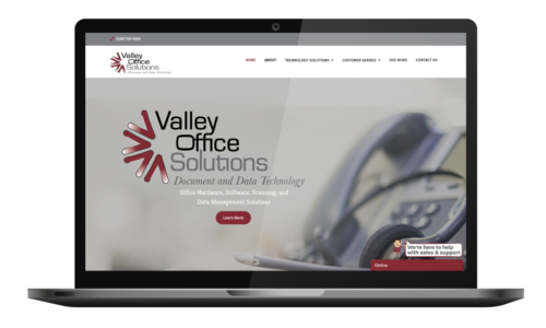 Valley Office Solutions Website on Laptop