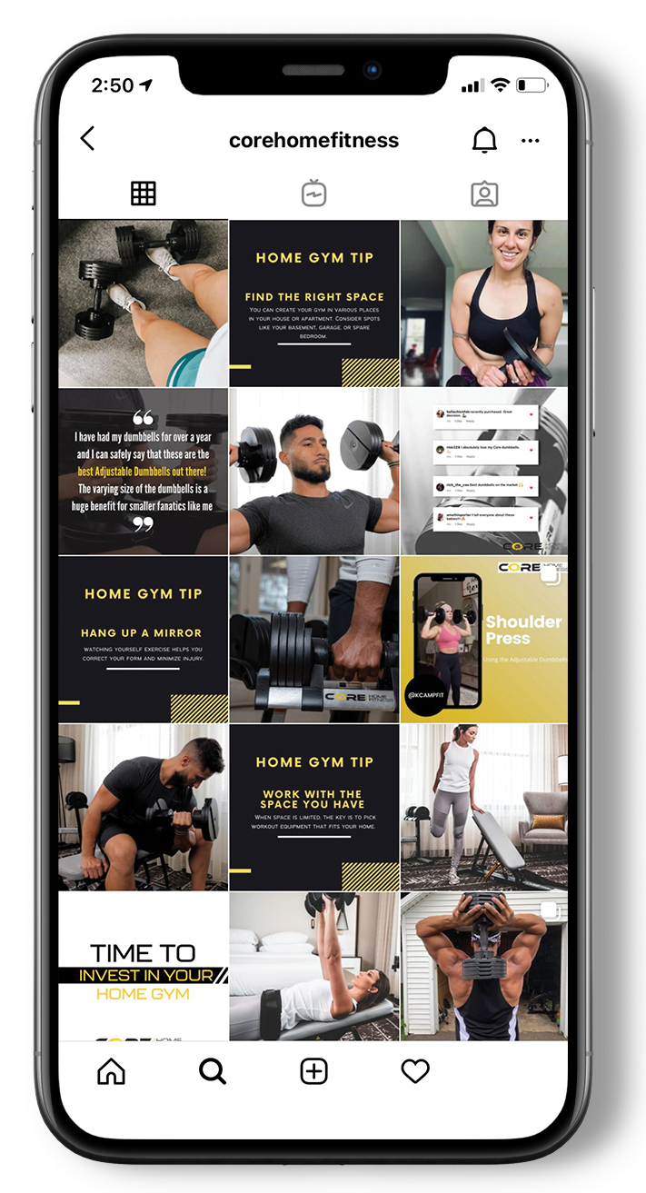 Core Home fitness instagram feed graphic