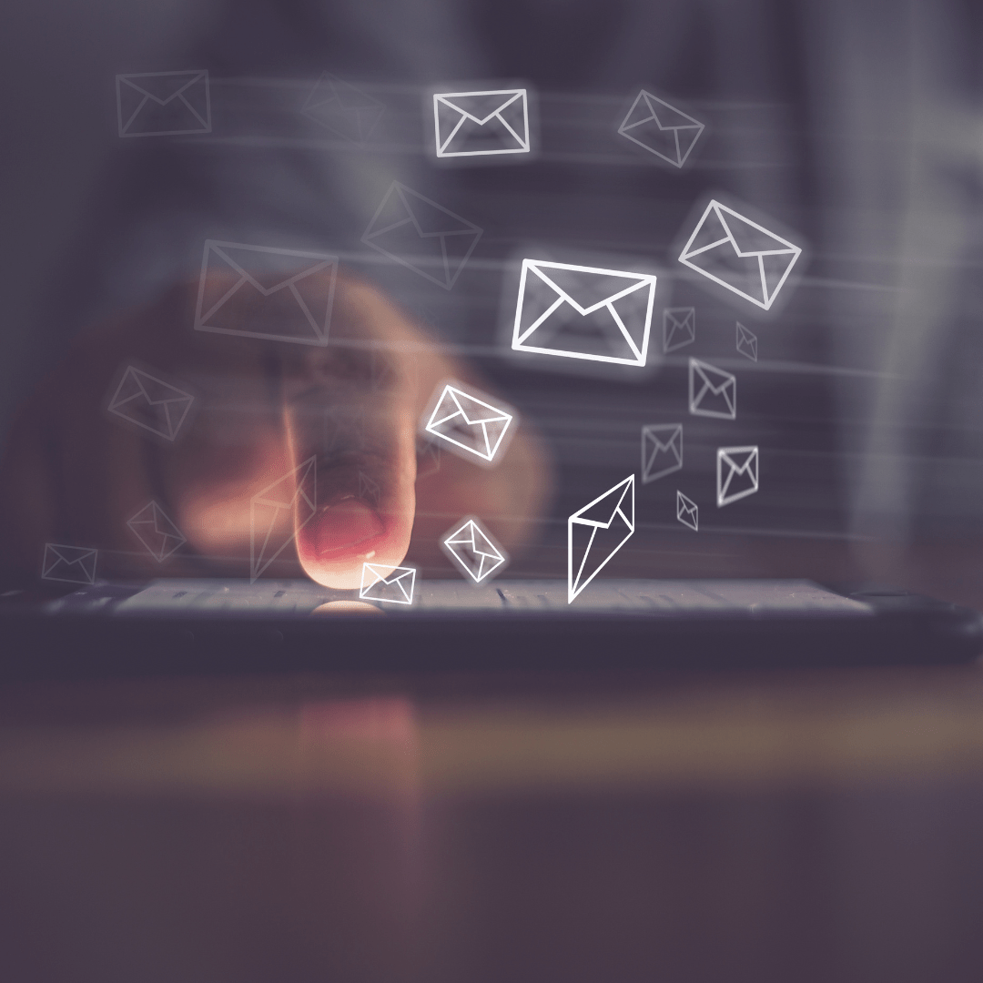 email marketing, emails floating